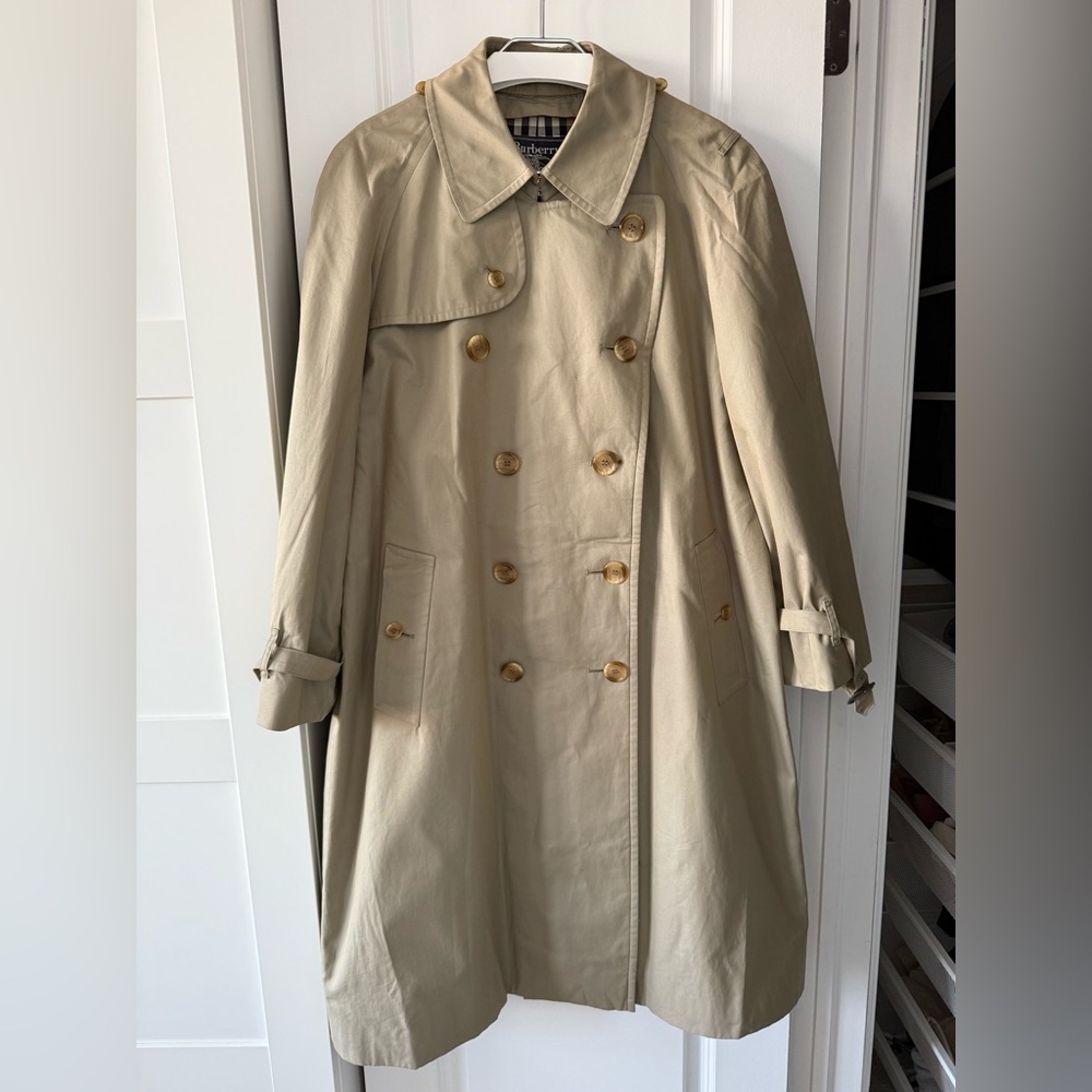 Burberry Beige Double-Breasted Trench Coat Cotton Removable Wool Liner Unisex